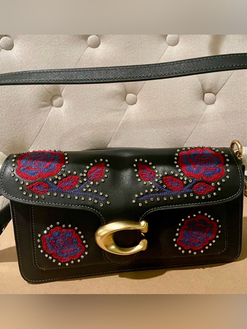 Americana Coach Tabby shoulder bag 26 embroidered & embellished Roses Western
